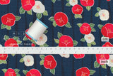 Japanese Fabric Tsubaki Camellia - blue - 50cm