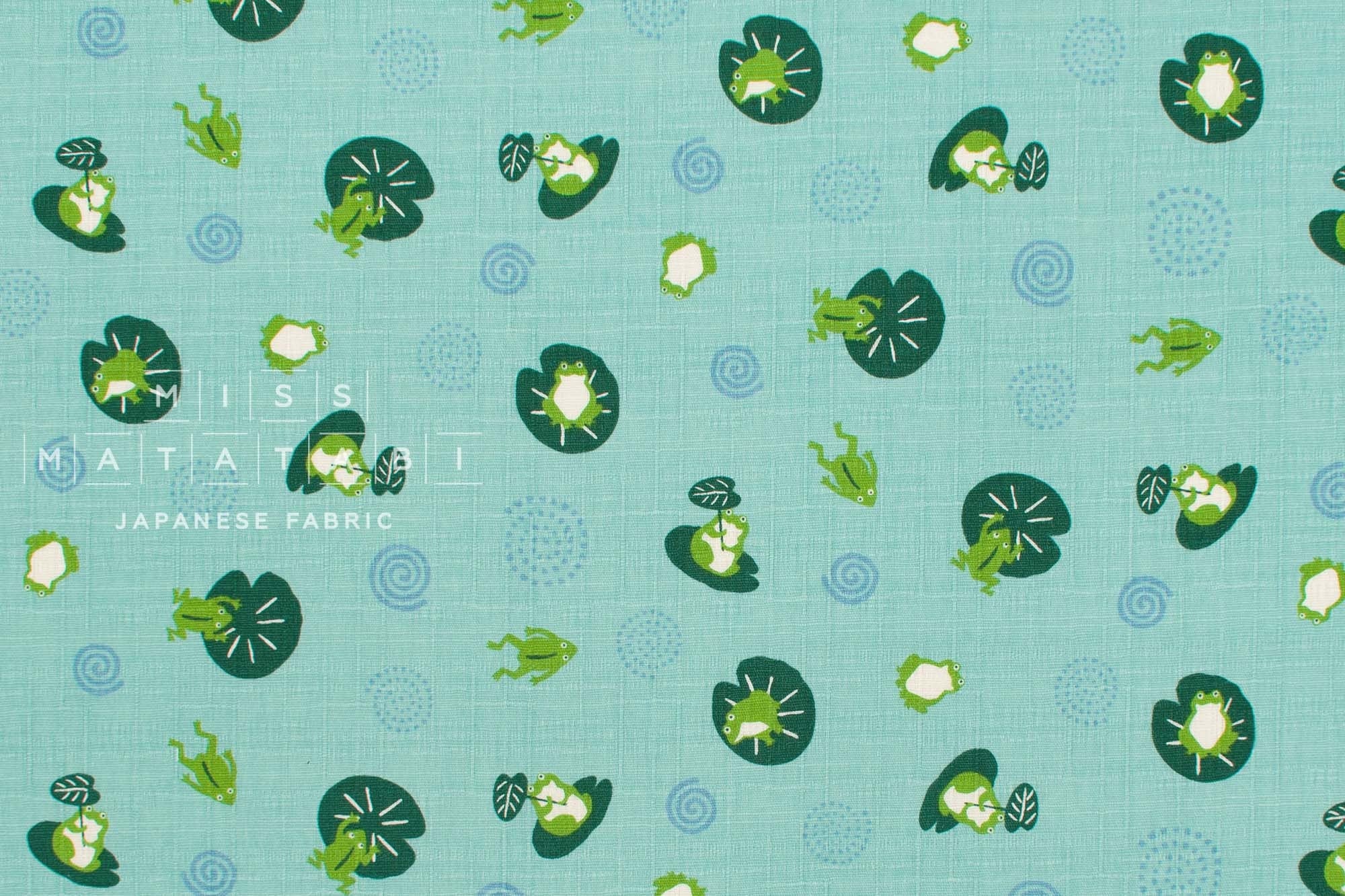 Japanese Fabric Frog on a Lily Pad - B - 50cm