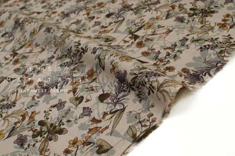 Japanese Fabric Garden at Midnight Linen Blend - D - 50cm