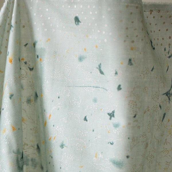 nani IRO Kokka Japanese Fabric Flowers bloom & Bear fruits Double Gauze - C - 50cm