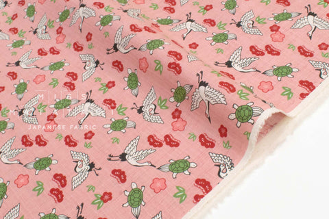 Japanese Fabric Tsuru and Kame - pink - 50cm