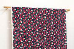 Japanese Fabric Tsubaki Camellia - blue - 50cm