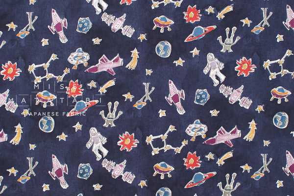 Japanese Fabric A Day in Space - navy blue - 50cm