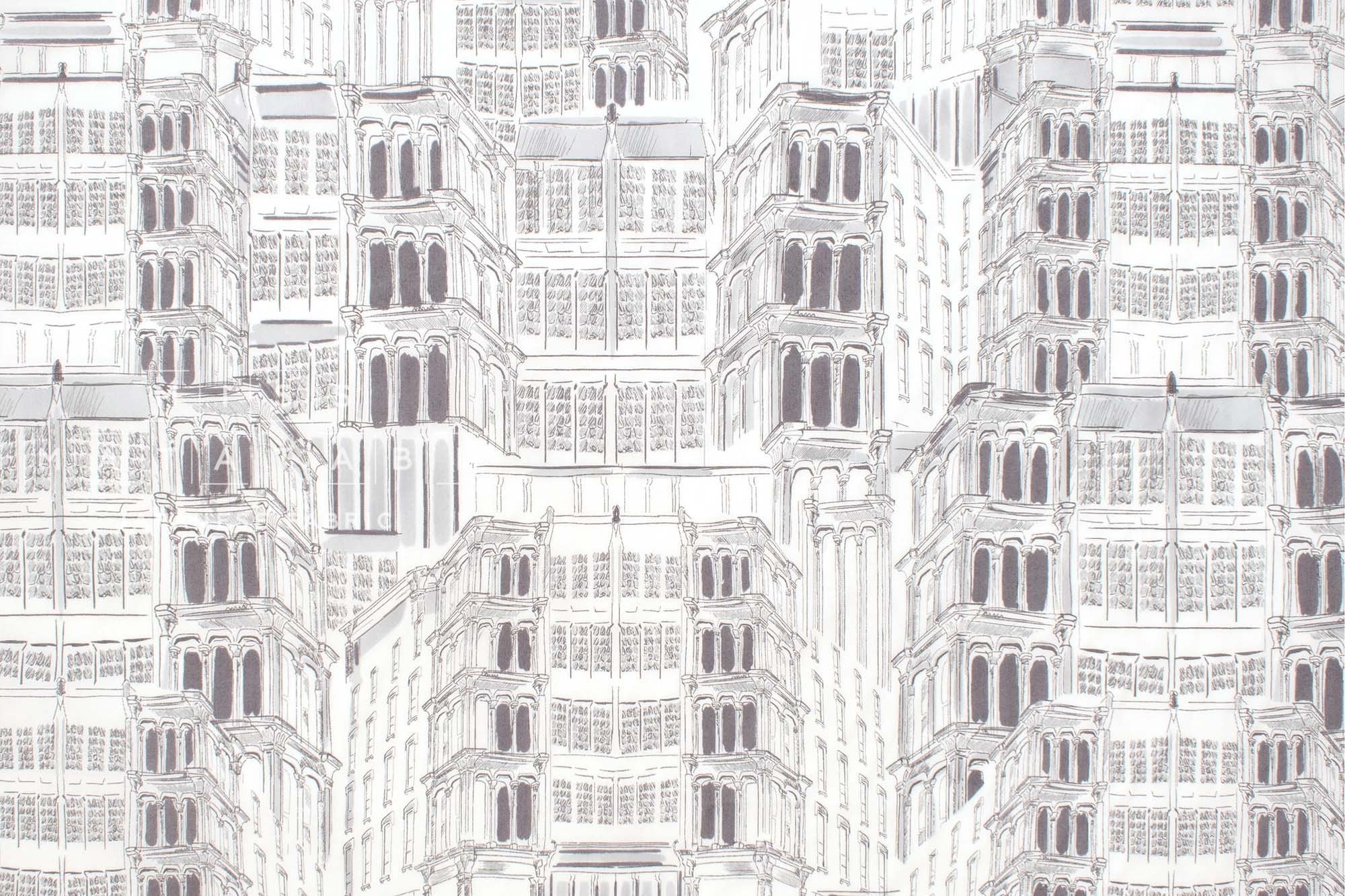Japanese Fabric City Architecture - A - 50cm
