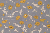 Japanese Fabric 100% linen Hokkoh Poppies III - yellow, grey -  50cm