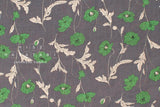 Japanese Fabric 100% linen Hokkoh Poppies III - green, grey -  50cm