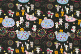 Japanese Fabric Cotton Seersucker Summer Festival Cats - E - 50cm
