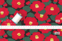 Japanese Fabric Cotton Seersucker Showa Retro Tsubaki - B - 50cm