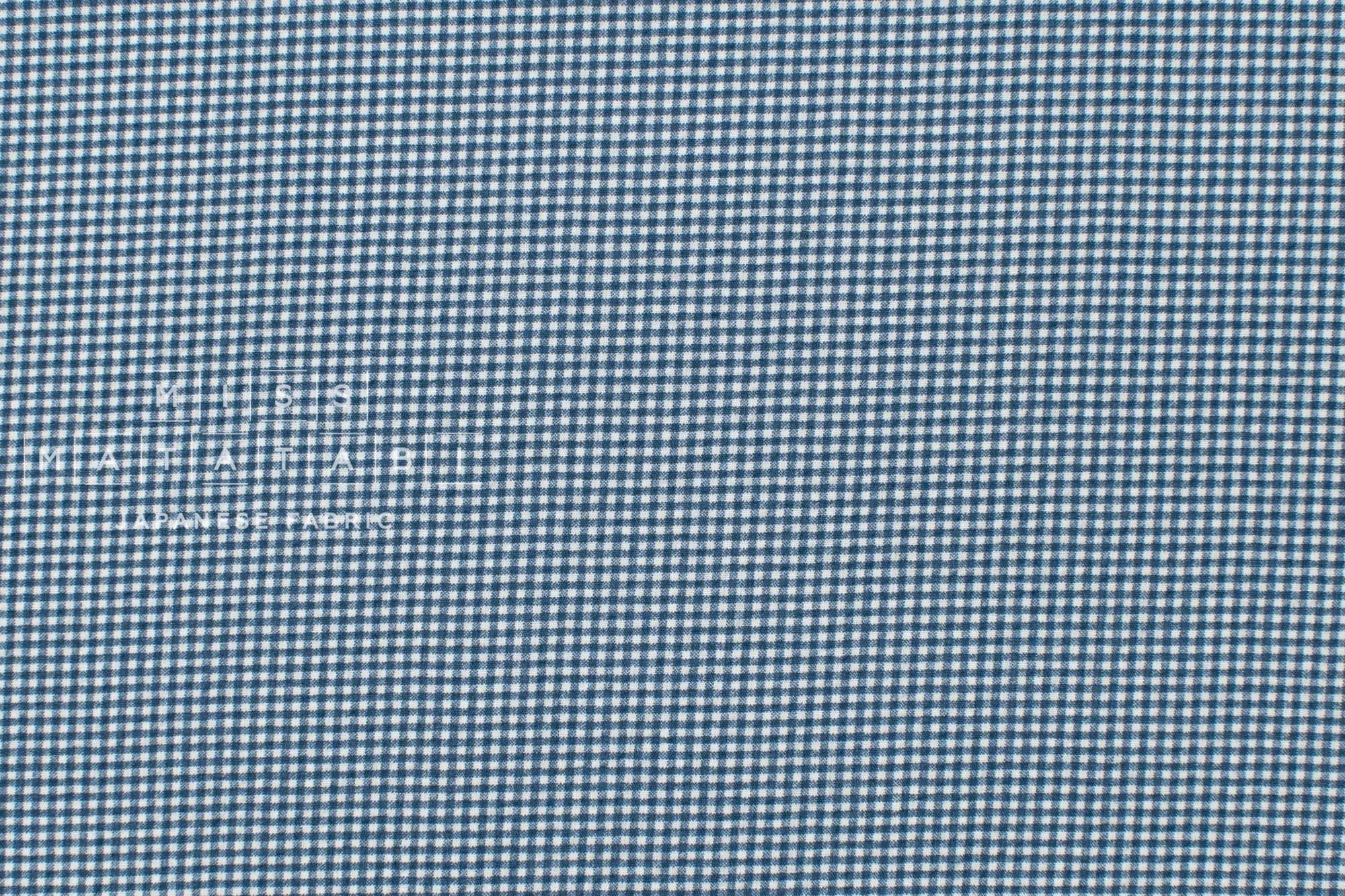Japanese Fabric Cotton Seersucker Mini Gingham - navy D - 50cm