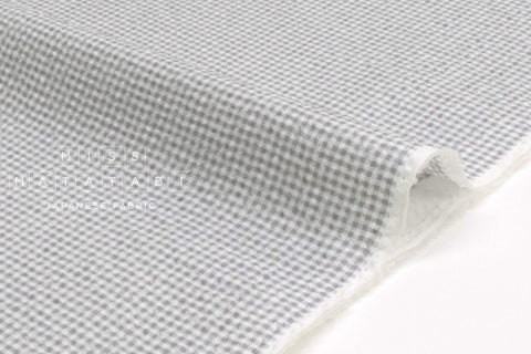 Japanese Fabric Cotton Seersucker Mini Gingham - grey B - 50cm