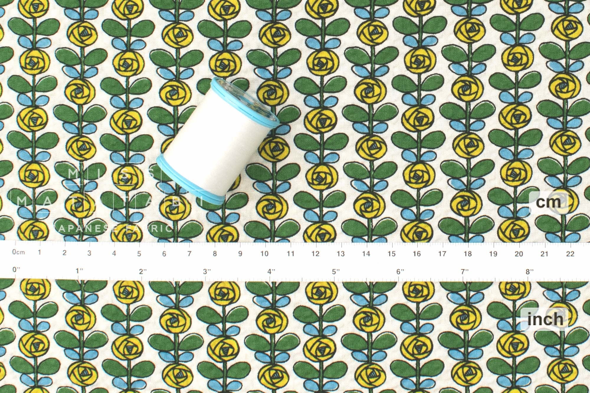 Japanese Fabric Cotton Seersucker Mini Roses - B - 50cm
