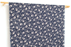 Japanese Fabric Takashima Chijimi Crepe In Bloom - navy blue - 50cm