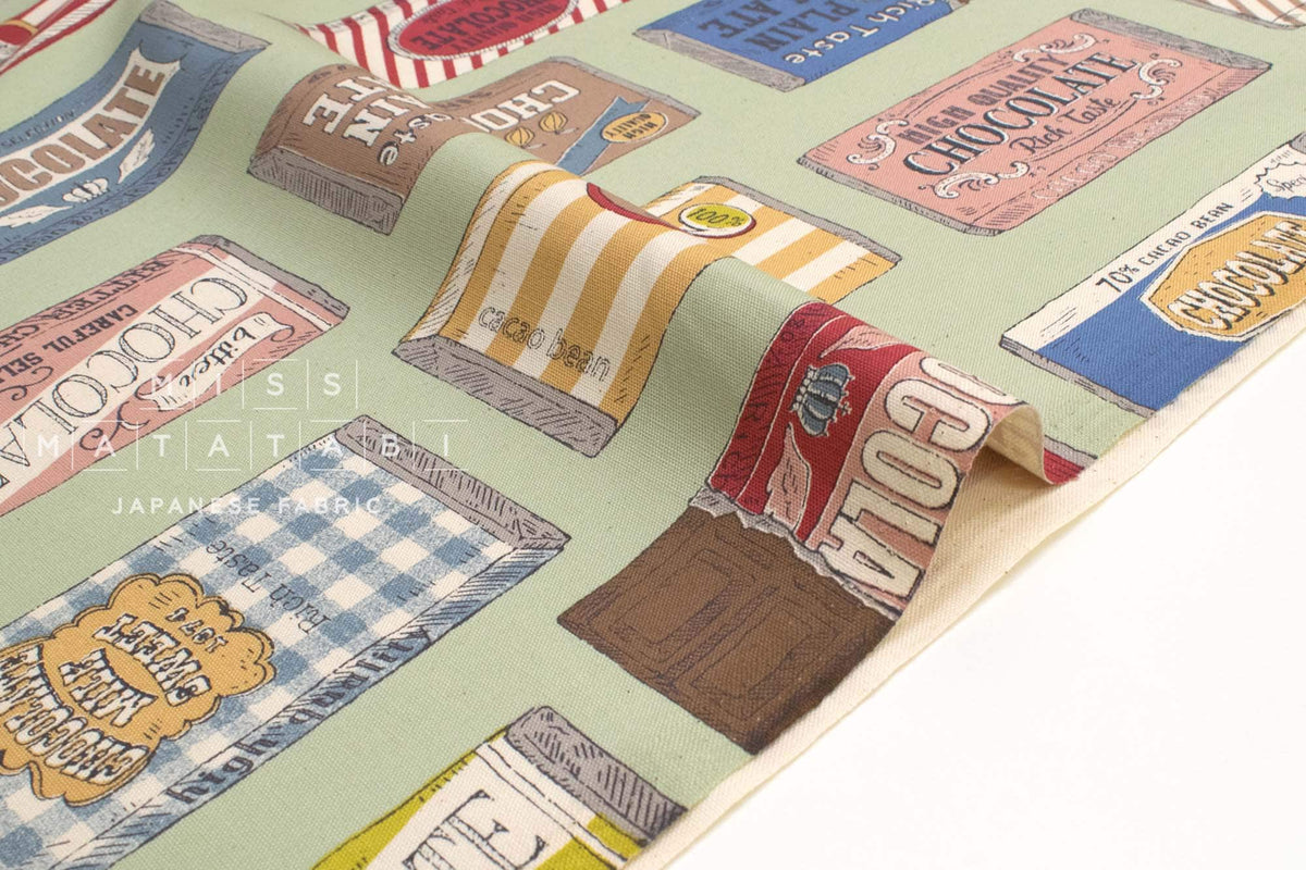 Japanese Fabric Kokka Chocolate Bars - green - 50cm