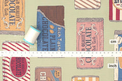 Japanese Fabric Kokka Chocolate Bars - green - 50cm