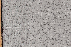 Japanese Fabric Yarn Dyed Jacquard Dainty Floral - black, grey - 50cm
