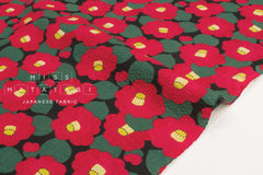 Japanese Fabric Cotton Seersucker Showa Retro Tsubaki - B - 50cm