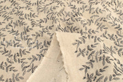 Japanese Fabric Shokunin Collection Yarn-Dyed Sun-Dried Kasuri Embroidered Linen Blend - charcoal black -  50cm
