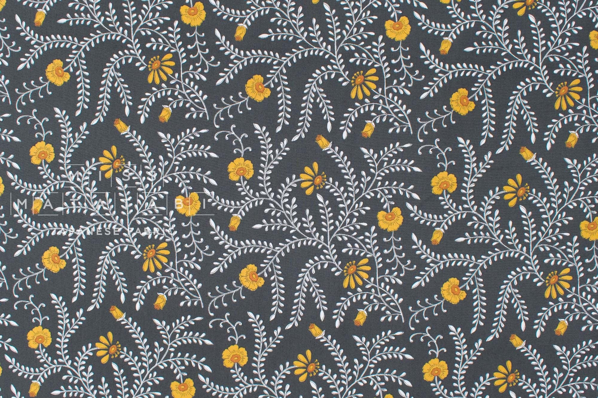 Japanese Fabric Sophia - mustard, charcoal - 50cm