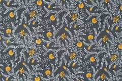 Japanese Fabric Sophia - mustard, charcoal - 50cm