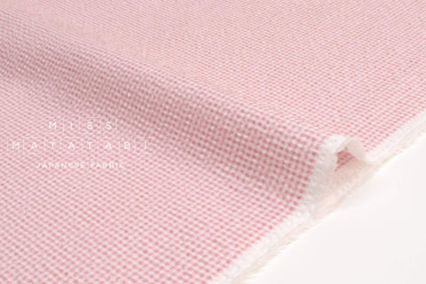 Japanese Fabric Cotton Seersucker Mini Gingham - pink A - 50cm