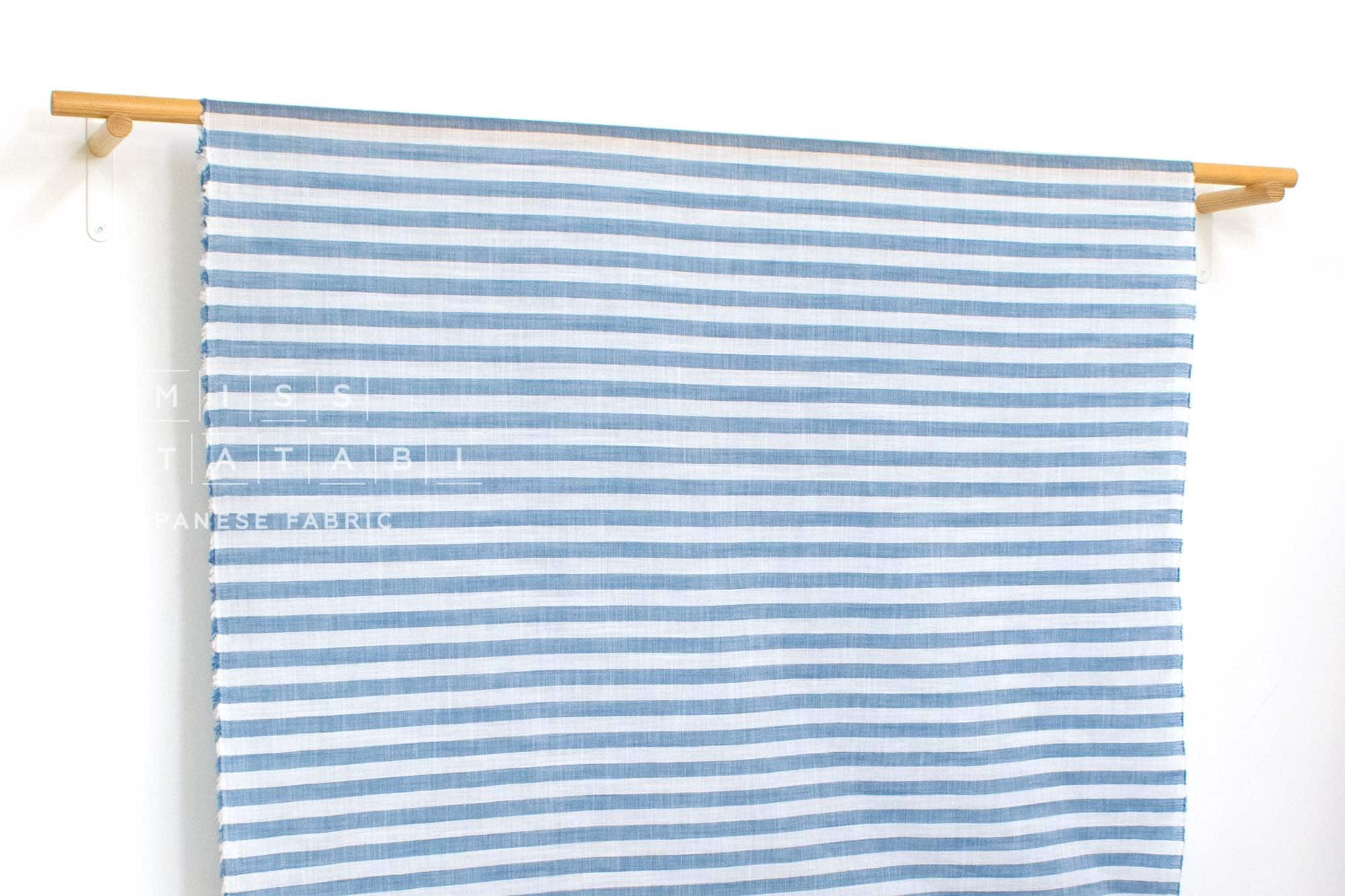 Japanese Fabric Yarn Dyed Cotton Stripe - blue - 50cm