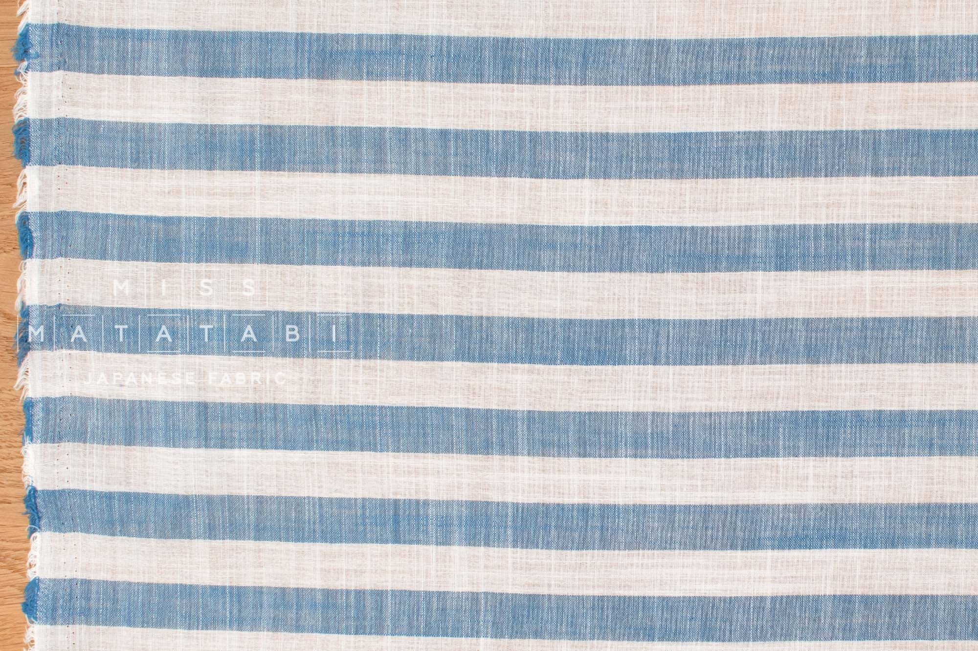 Japanese Fabric Yarn Dyed Cotton Stripe - blue - 50cm