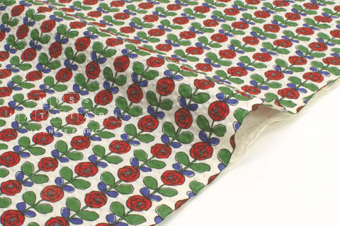 Japanese Fabric Cotton Seersucker Mini Roses - A - 50cm