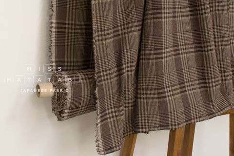 Japanese Fabric Shokunin Collection Yarn-Dyed Plaid - rustic brown - 50cm