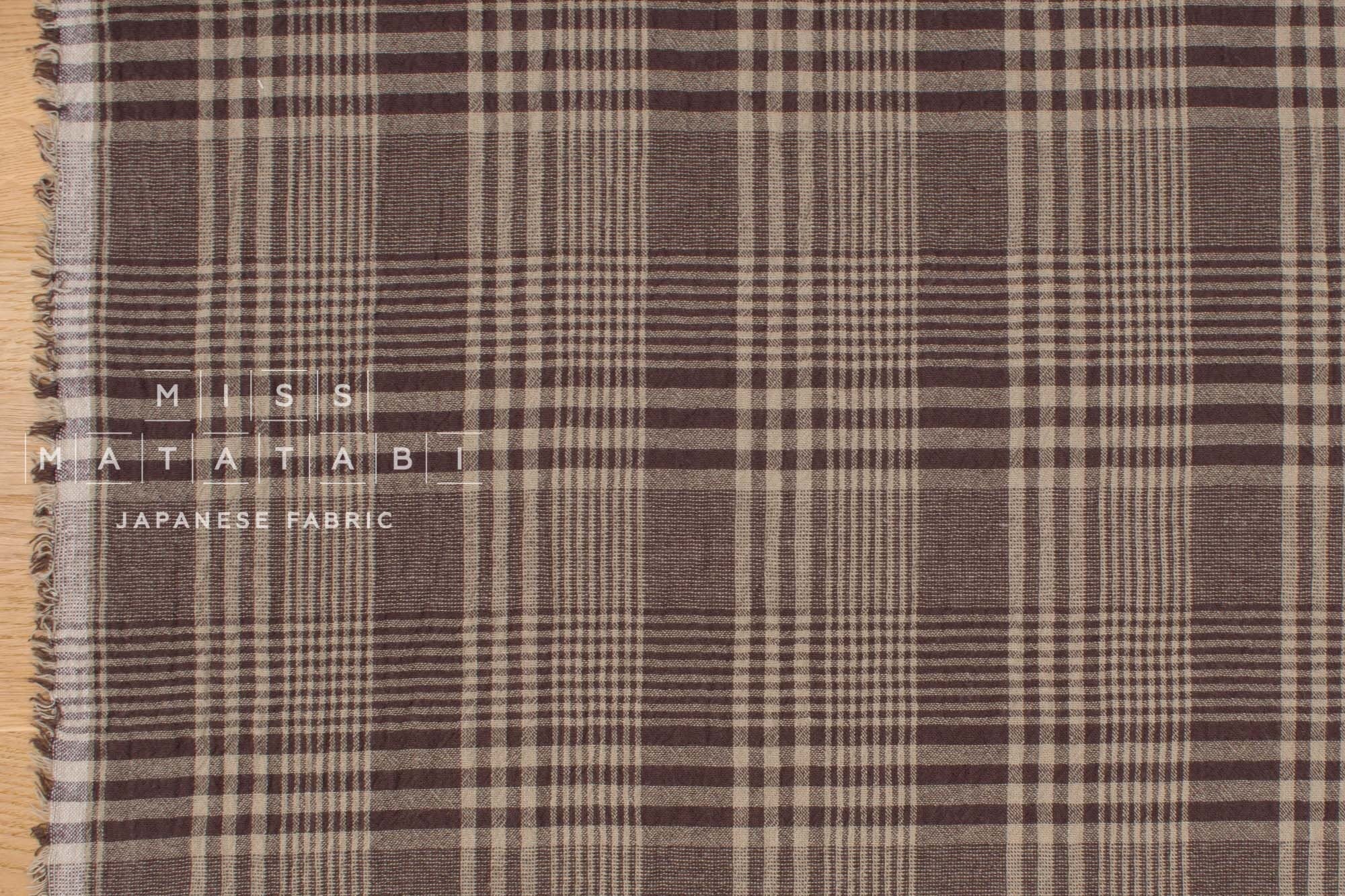 Japanese Fabric Shokunin Collection Yarn-Dyed Plaid - rustic brown - 50cm