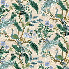 Cotton + Steel Rifle Paper Co. Vintage Garden Peacock - cream metallic - 50cm
