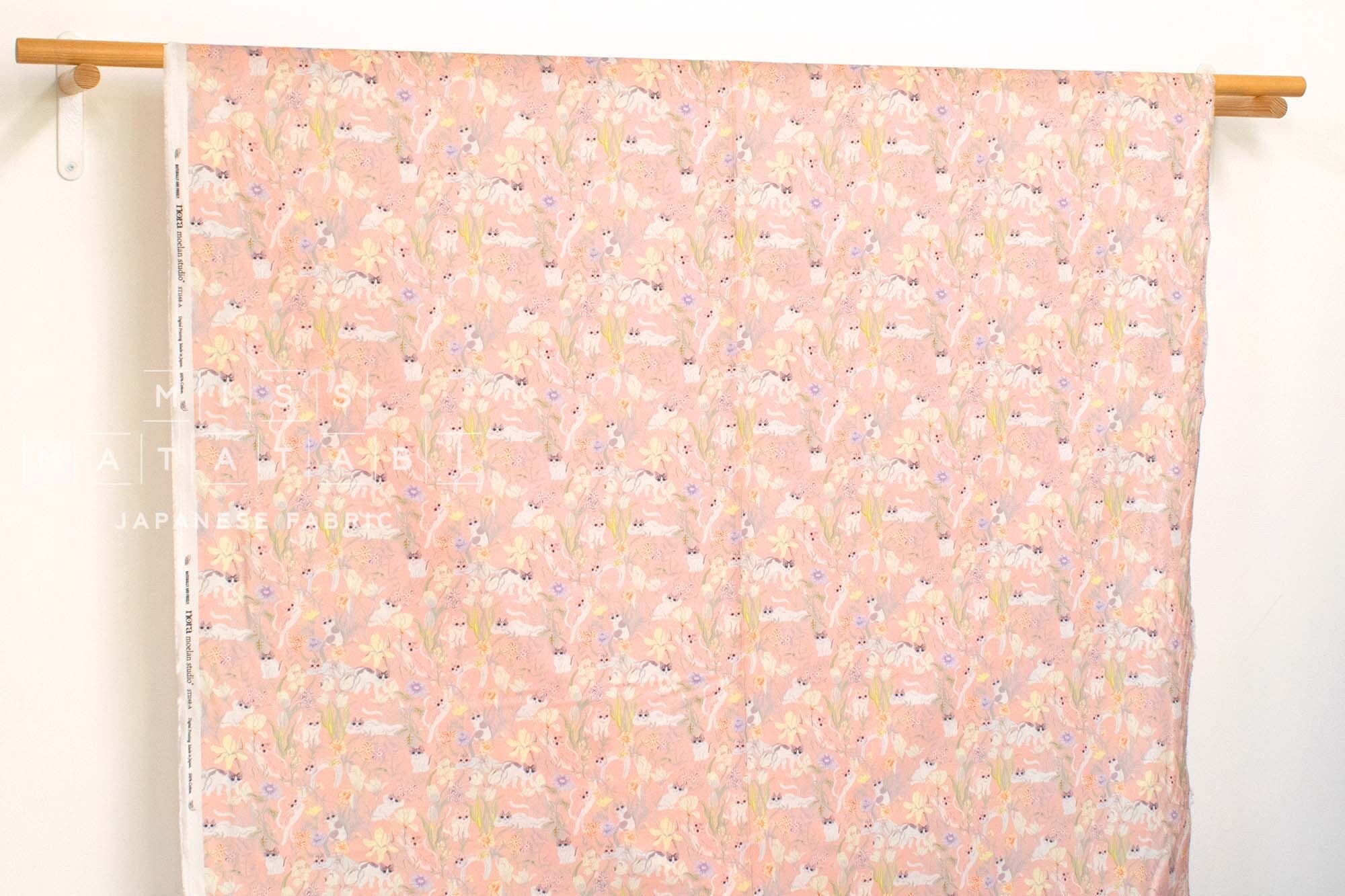 Japanese Fabric Ava the Garden Cat - pink - 50cm