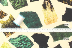 Japanese Fabric Foliage Collage - green, yellow - 50cm