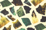 Japanese Fabric Foliage Collage - green, yellow - 50cm