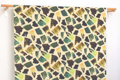 Japanese Fabric Foliage Collage - green, yellow - 50cm