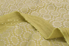 Japanese Fabric Shokunin Collection Sun-Dried Embroidered Linen Blend - pistachio green -  50cm