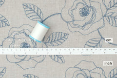Japanese Fabric Shokunin Collection Yarn-Dyed Embroidered Linen Blend Voile - grey - 50cm