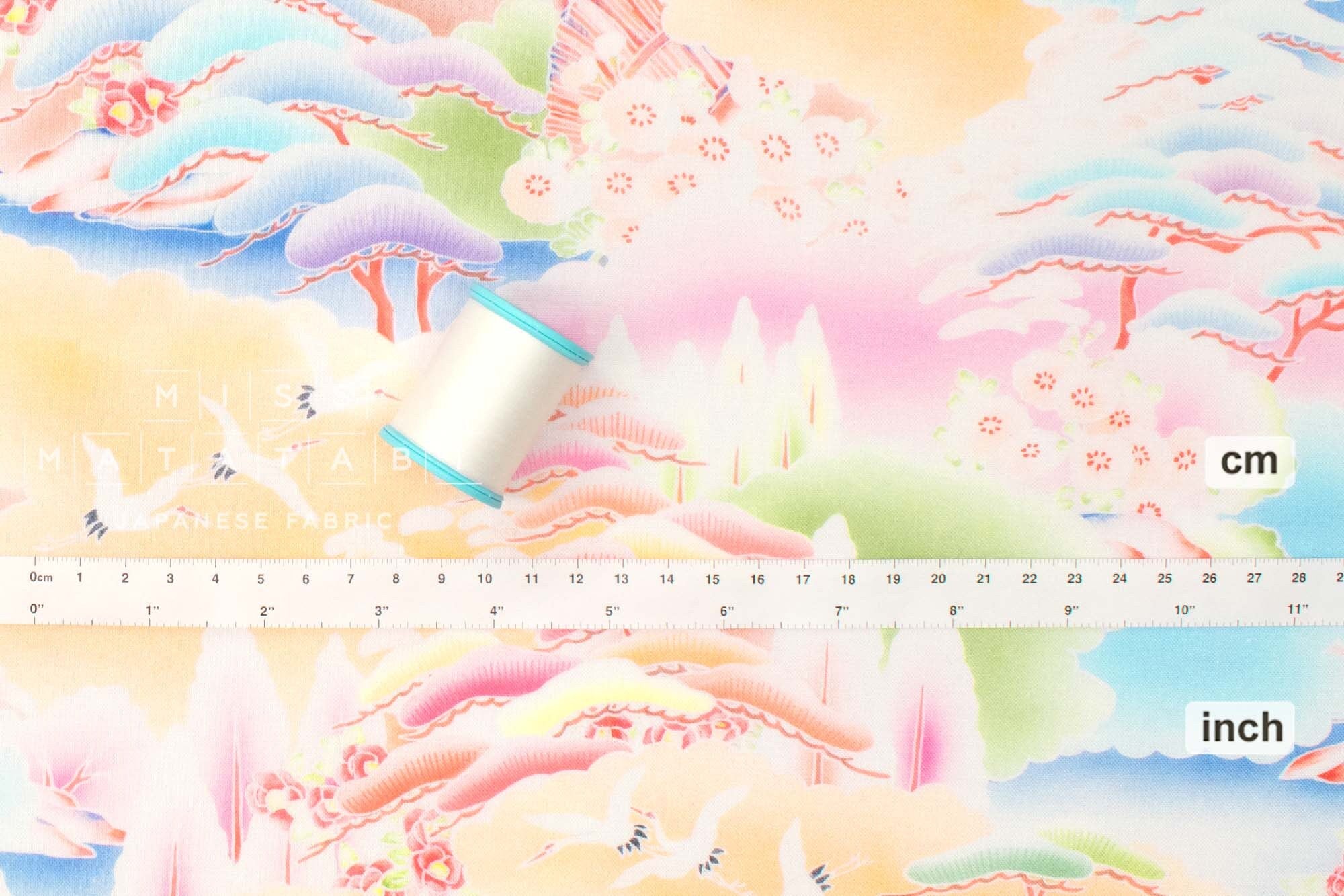 Japanese Fabric Tsuru no Tabi - pastel - 50cm