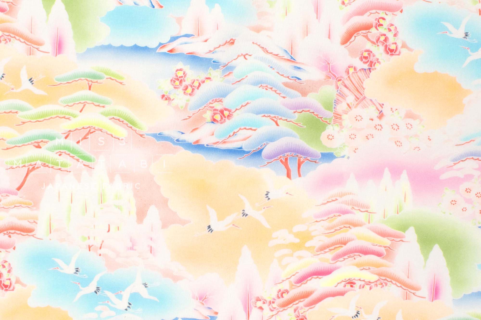 Japanese Fabric Tsuru no Tabi - pastel - 50cm