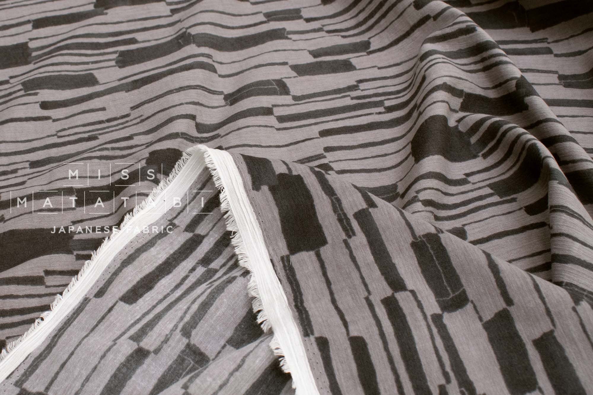 Japanese Fabric Chijimi Crepe Laneway Walk - grey - 50cm