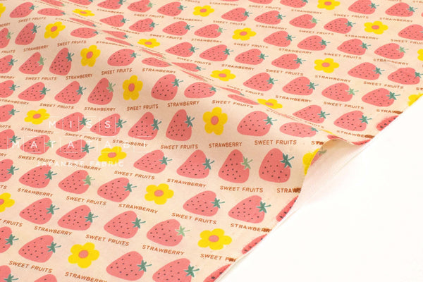 Japanese Fabric Kokka Retro Sweet Fruits Strawberry - B - 50cm