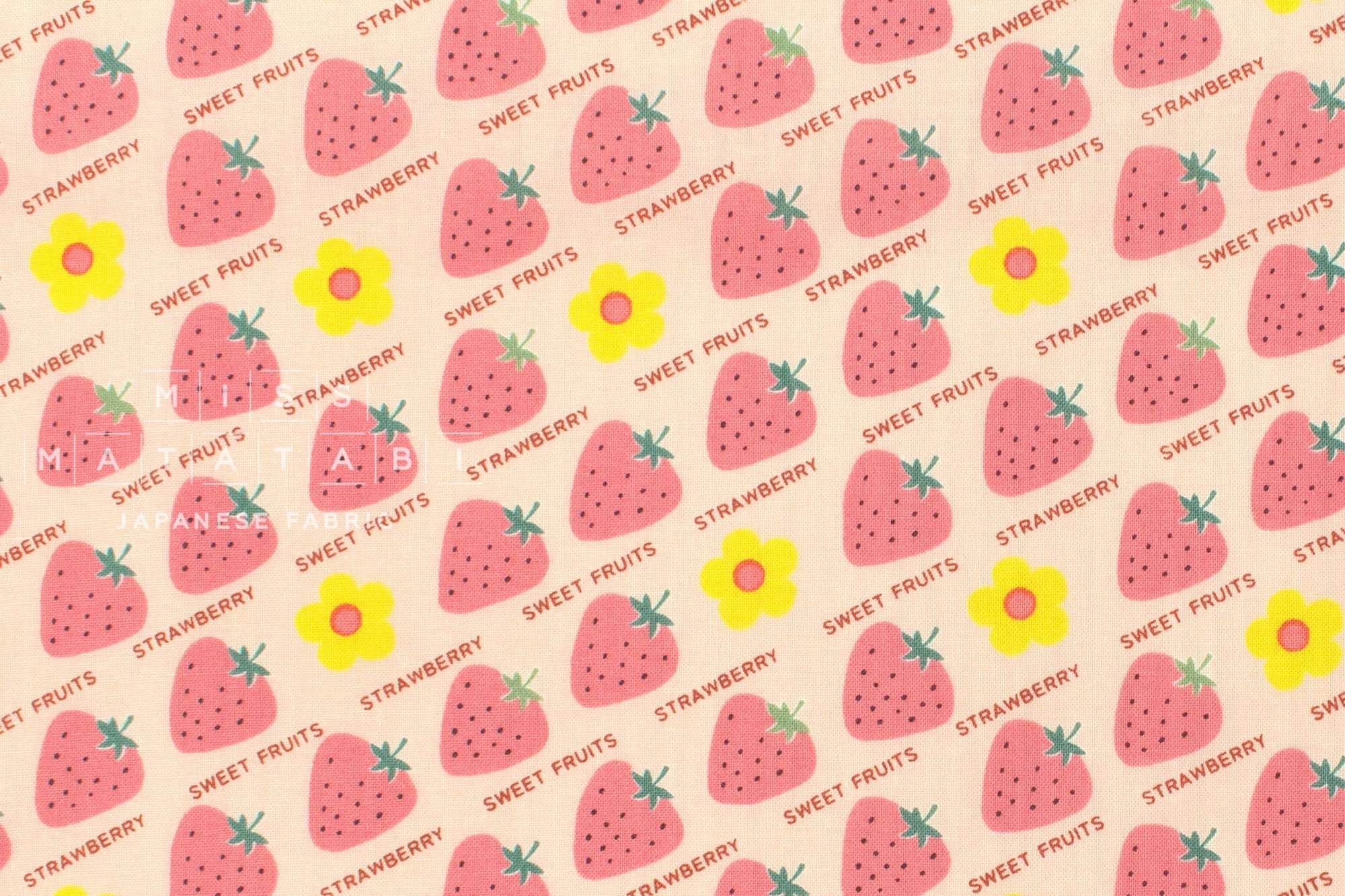 Japanese Fabric Kokka Retro Sweet Fruits Strawberry - B - 50cm