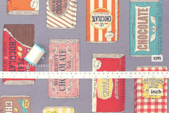 Japanese Fabric Kokka Chocolate Bars - grey mauve - 50cm