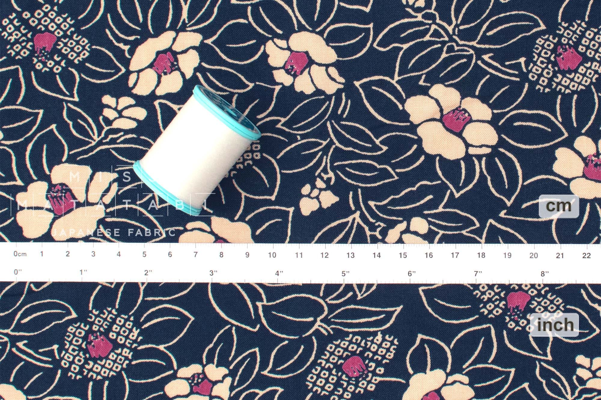 Japanese Fabric Kanokomon Tsubaki  - A - 50cm