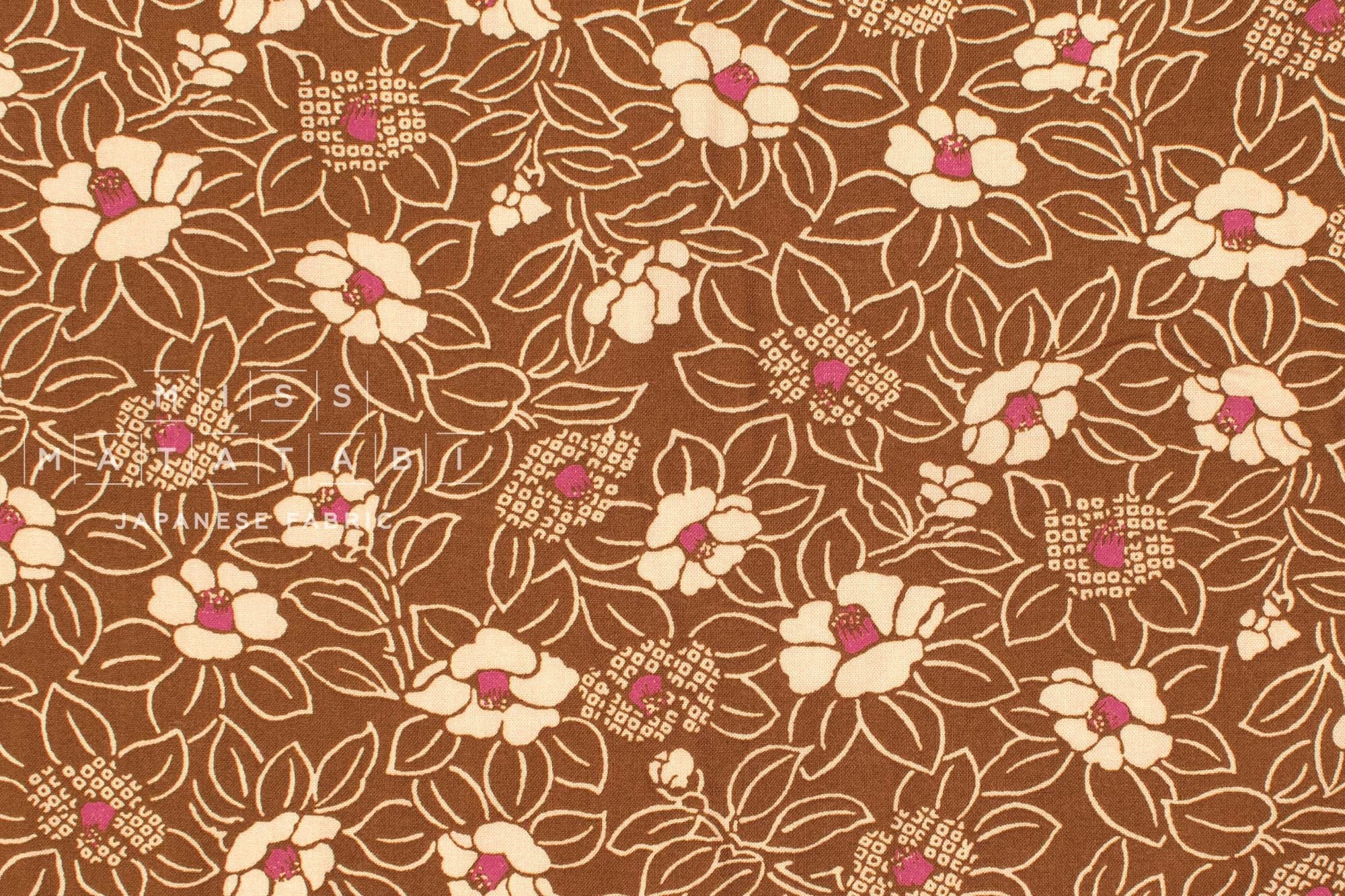 Japanese Fabric Kanokomon Tsubaki - C - 50cm