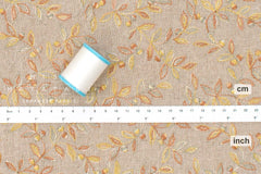 Japanese Fabric Shokunin Collection Yarn-Dyed Sun-Dried Kasuri Embroidered Linen Blend - soft yellow -  50cm