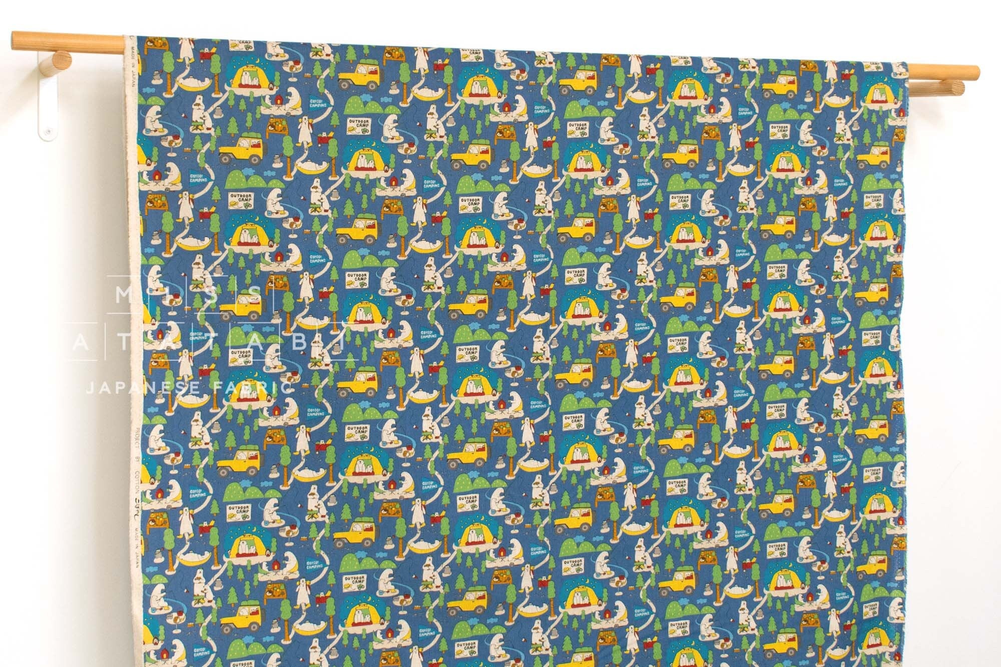 Japanese Fabric Polar Bear and Penguin Go Camping - E - 50cm