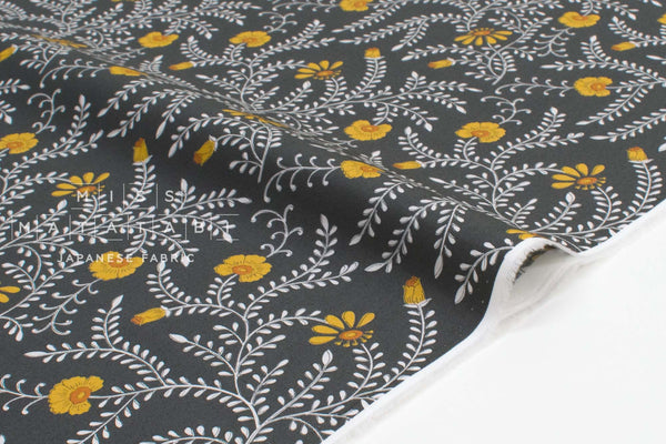 Japanese Fabric Sophia - mustard, charcoal - 50cm