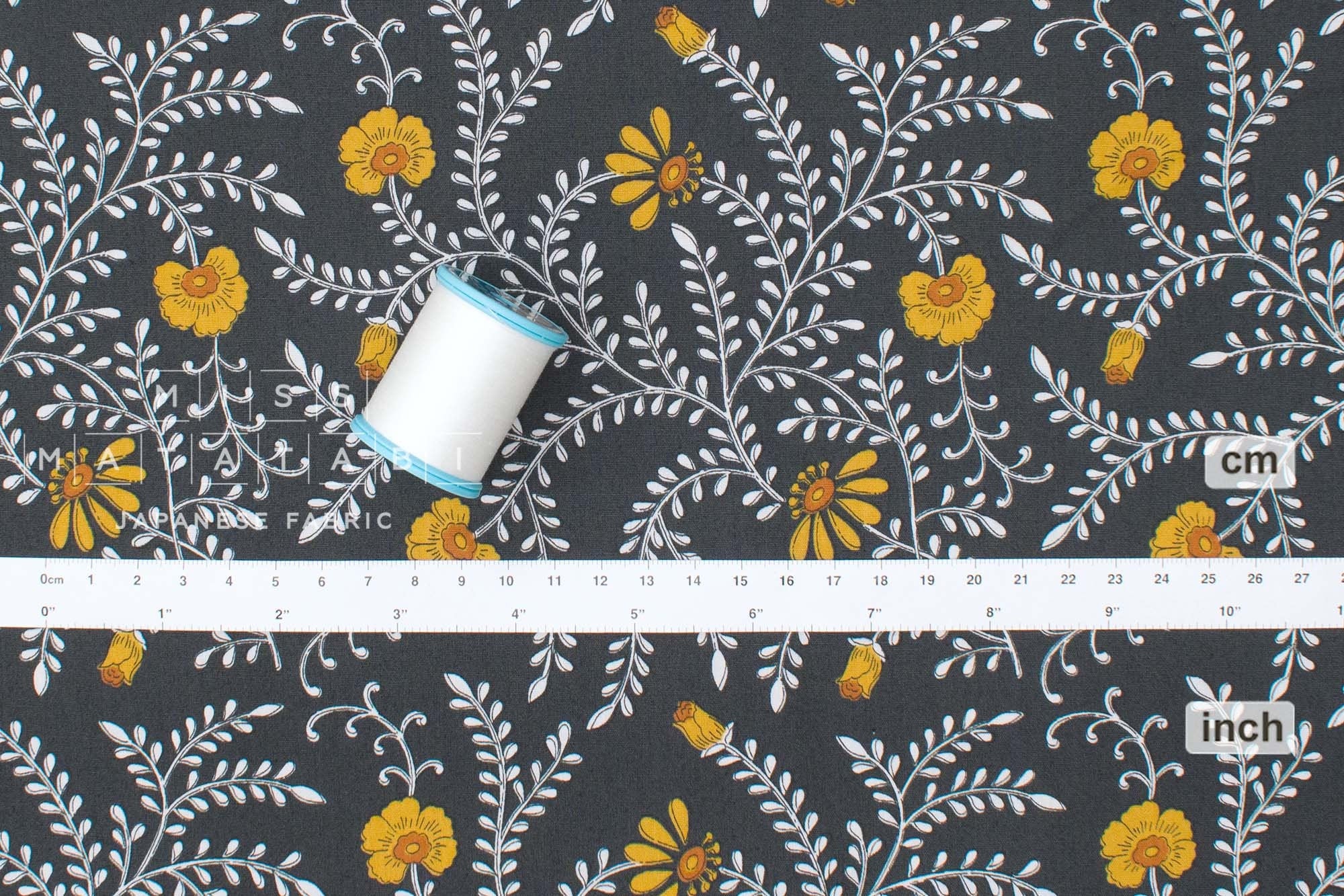 Japanese Fabric Sophia - mustard, charcoal - 50cm