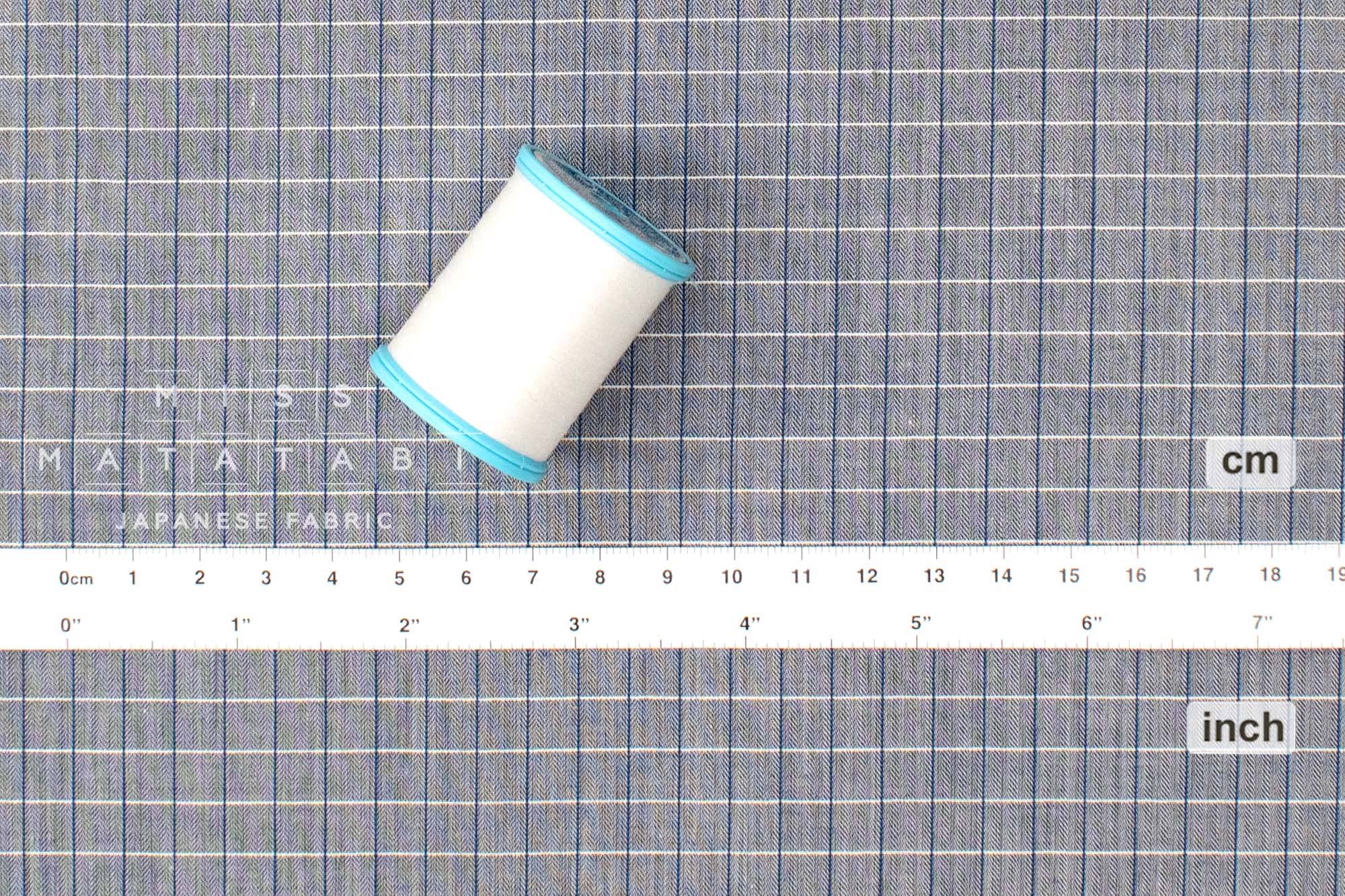 Japanese Fabric Yarn Dyed Cotton Check - navy - 50cm
