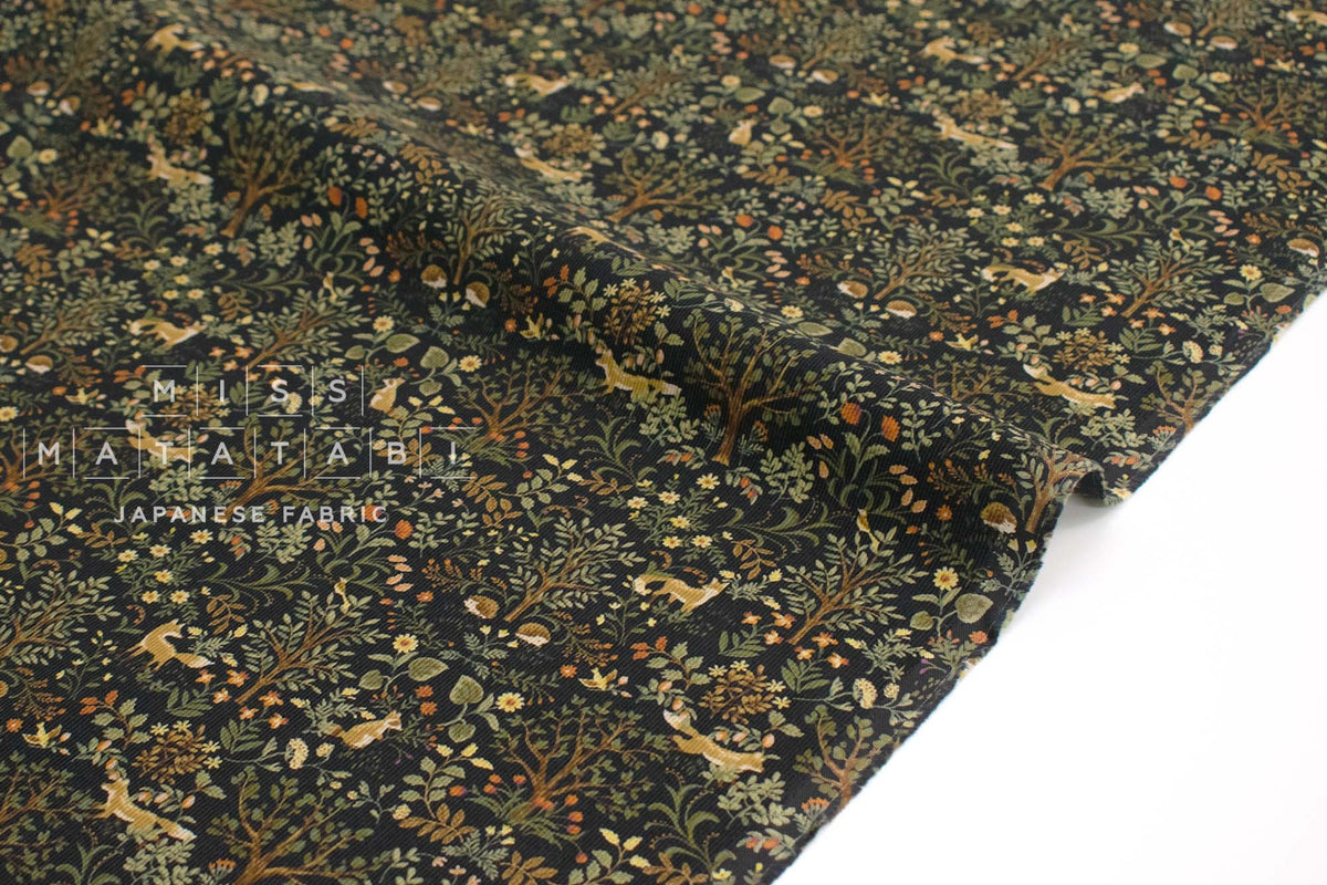 Japanese Fabric Corduroy Where the Animals Meet - E - 50cm